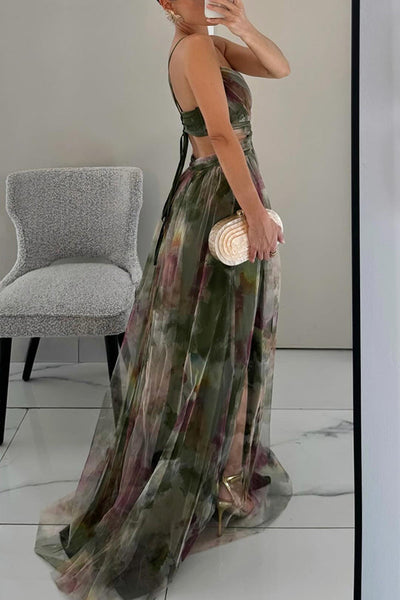 Threadanova | Flowing Elegance – Floral Print Maxi Dress