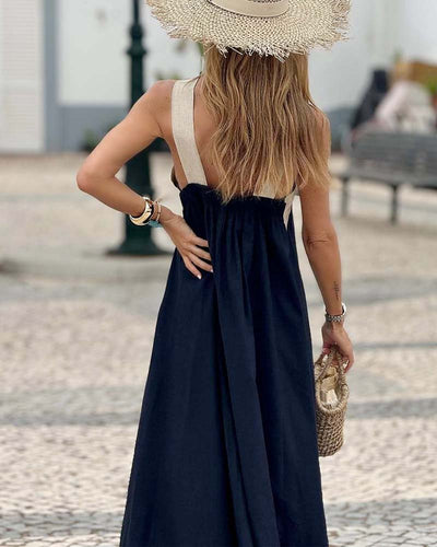 Threadanova | Elegant Dress with Open Back and Trendy Crossover Neckline