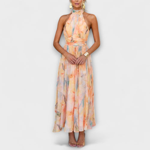 Threadanova | Watercolor Backless Maxi Dress