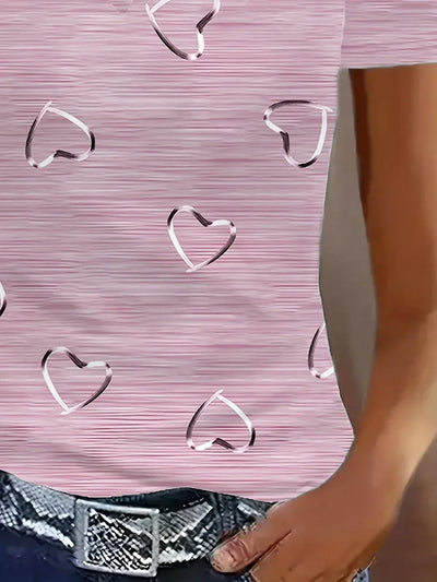 Threadanova | Trendy top with V-neck and heart print