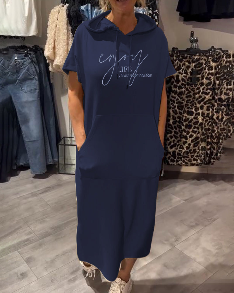 Threadanova | Casual Dress with Hood and Feminine Fit