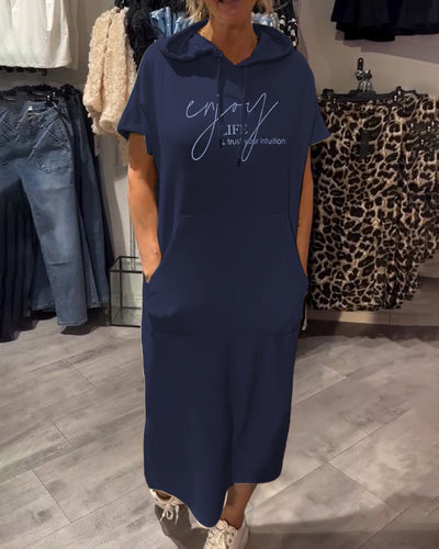 Threadanova | Casual Dress with Hood and Feminine Fit