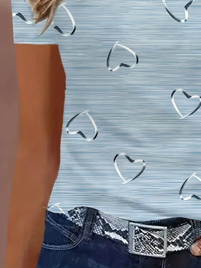 Threadanova | Trendy top with V-neck and heart print