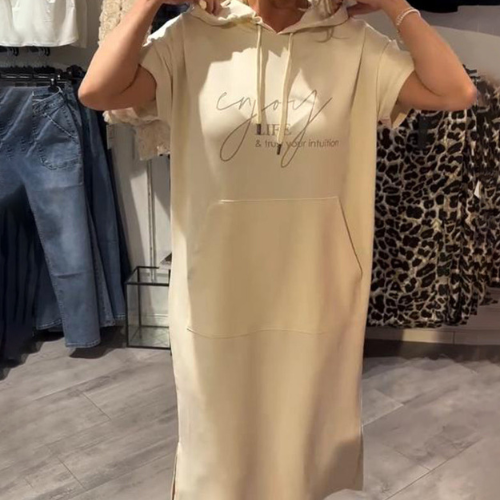 Threadanova | Casual Dress with Hood and Feminine Fit