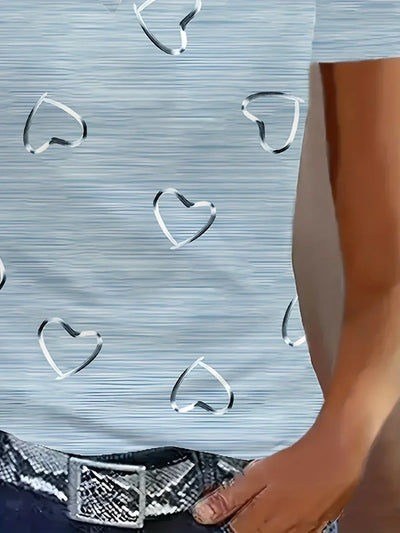 Threadanova | Trendy top with V-neck and heart print