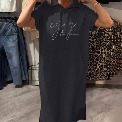 Threadanova | Casual Dress with Hood and Feminine Fit