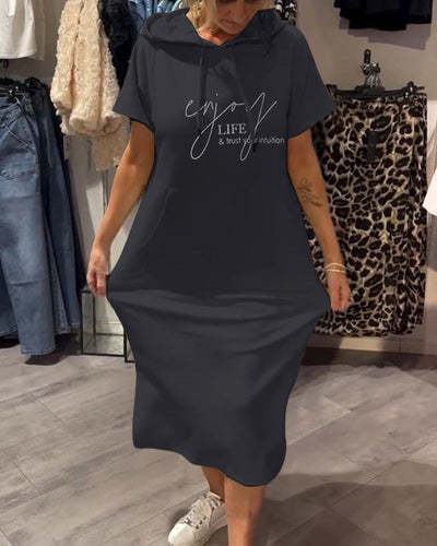 Threadanova | Casual Dress with Hood and Feminine Fit