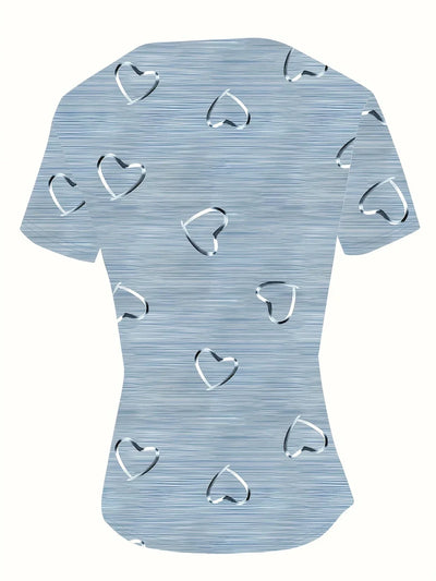 Threadanova | Trendy top with V-neck and heart print