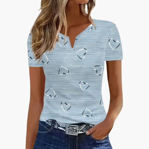 Threadanova | Trendy top with V-neck and heart print