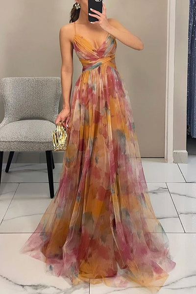 Threadanova | Flowing Elegance – Floral Print Maxi Dress