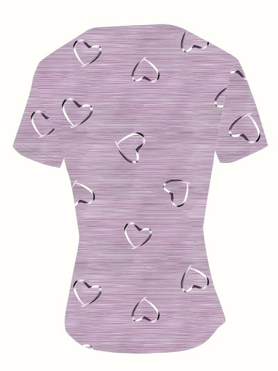 Threadanova | Trendy top with V-neck and heart print