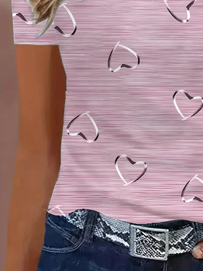 Threadanova | Trendy top with V-neck and heart print