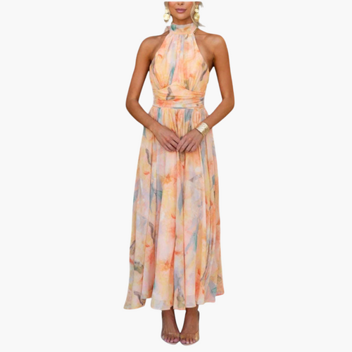 Threadanova | Watercolor Backless Maxi Dress