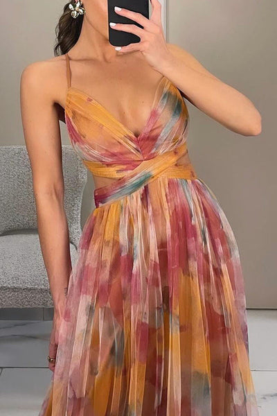 Threadanova | Flowing Elegance – Floral Print Maxi Dress