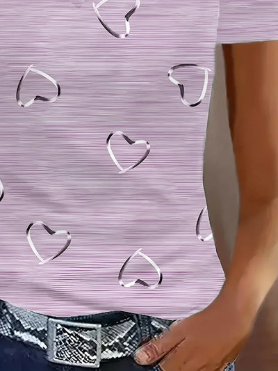 Threadanova | Trendy top with V-neck and heart print