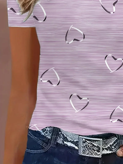 Threadanova | Trendy top with V-neck and heart print